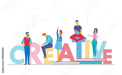 Creative business team - flat design style colorful illustration