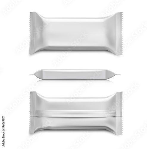 Flow pack with realistic transparent shadows on white background. Vector illustration ready for your design. EPS10.