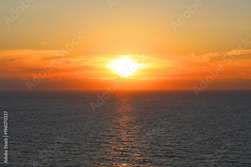 Sea and sunset with sun rays. © AnKudi