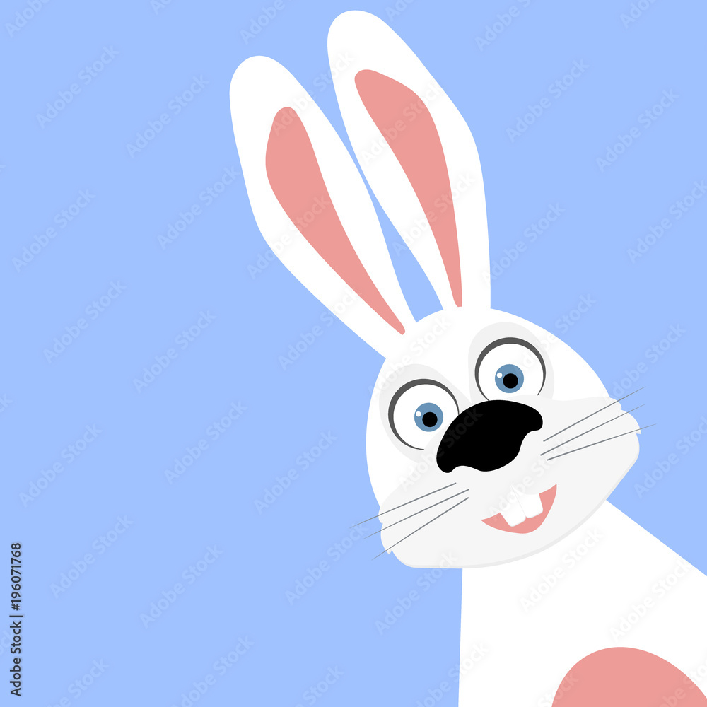 Funny easter bunny on a blue background