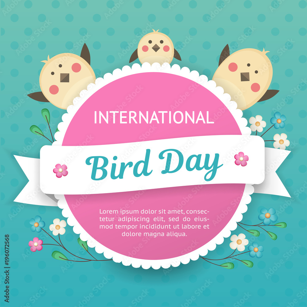 IlInternational Bird Day. Vector illustration for a holiday. Space for text IlInternational Bird Day. Vector illustration for a holiday. Space for text