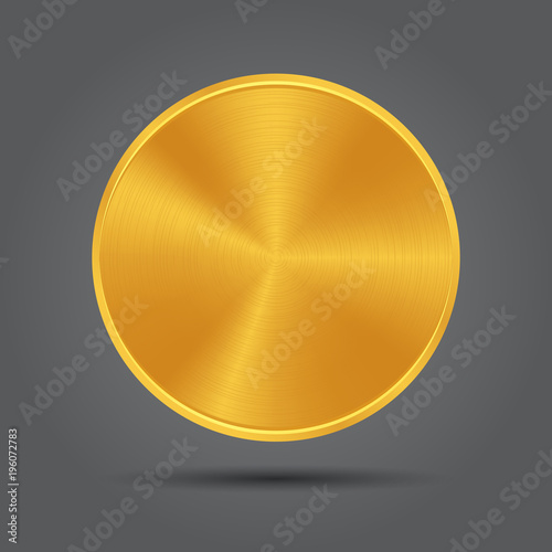 Metal gold plate icons. Golden badge medal.