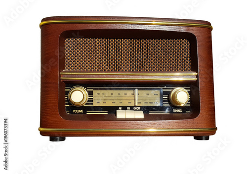 Old retro radio isolated on white