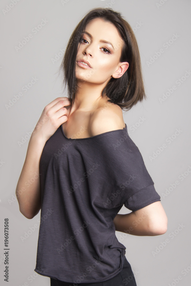 beautiful fashion model posing girl commercial Caucasian close up beauty portrait isolated beautiful fashion model posing girl commercial Caucasian close up beauty portrait isolated