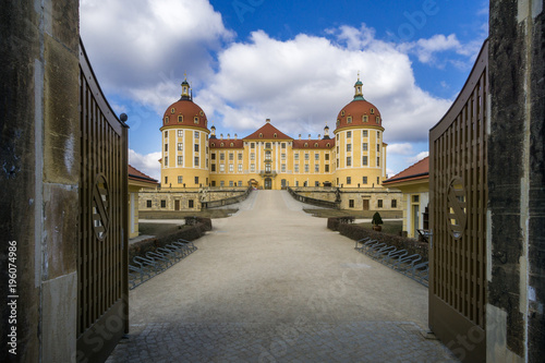Castle Moritzburg in Dresden with the entrance door.