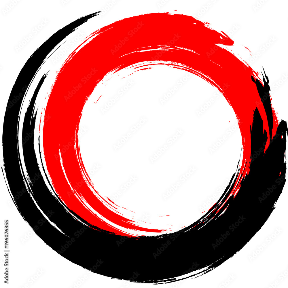 Black and red ink round stroke on white background. Vector illustration of  grunge circle stains. Stock Vector | Adobe Stock