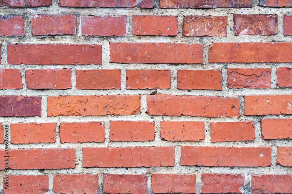 Fototapeta premium Old red brick wall texture, background, closeup