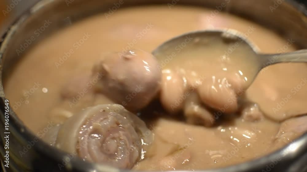 Stewed beans with pork rind, sausage and meat Stewed beans with pork rind, sausage and meat