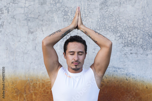 Mexican yoga teacher practice yoga and meditation photo