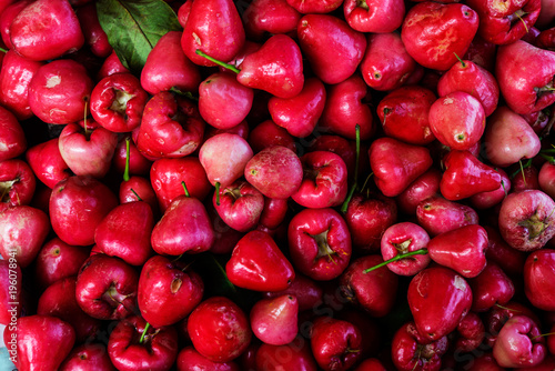 Fresh  rose apple fruit,  jambu at a market, healthy food photo