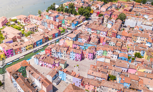 Colorful houses in Venice, Italy. Aerial view. Burano.