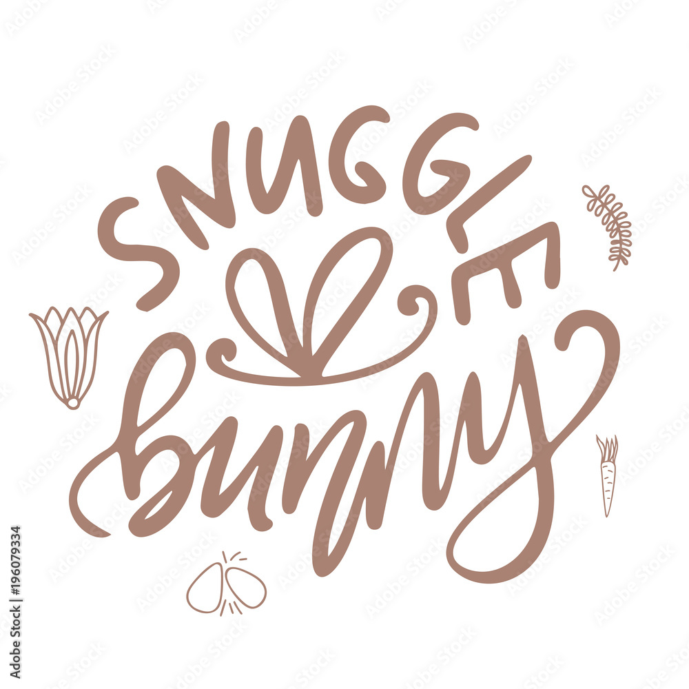 Fototapeta premium Easter lettering. Template vector hand drawn black on white background. Happy holiday postcard. Vector illustration