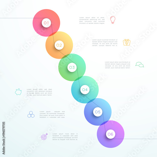 Abstract Vector 3d 6 Step Circle Infographic Template
