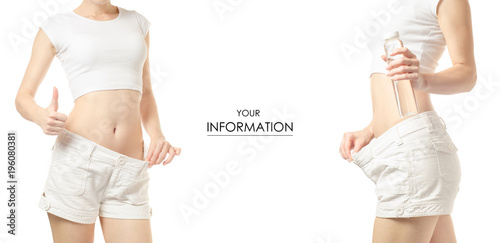 Photos Young woman weight loss slimming with a bottle of water set pattern
