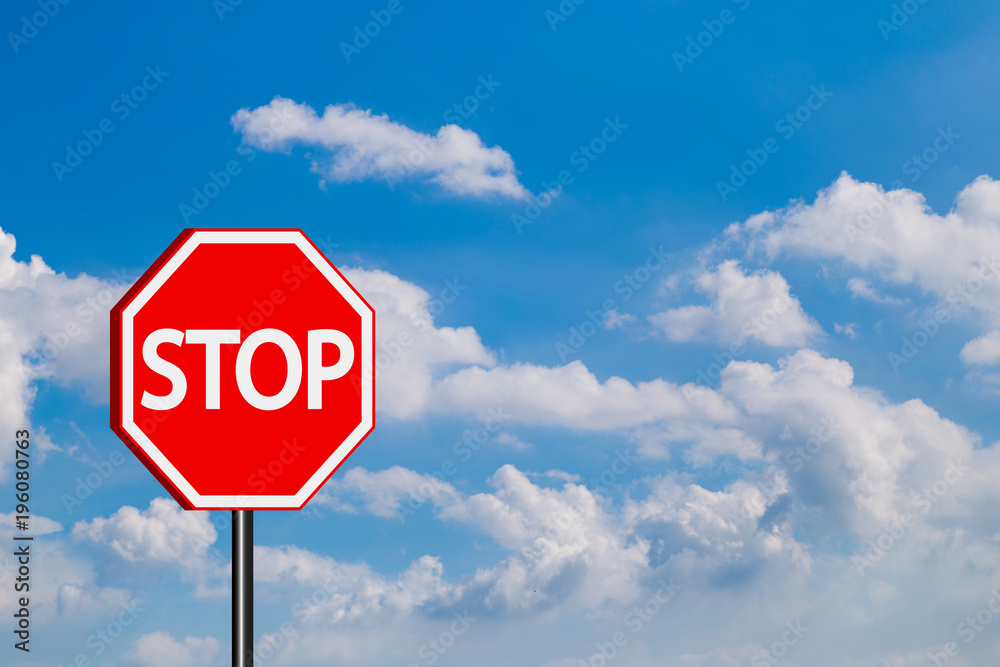 Stop sign traffic signs,Red Stop sign in blue sky background Stop sign traffic signs,Red Stop sign in blue sky background