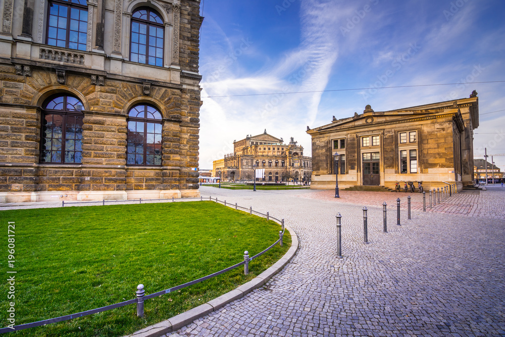 Old town of baroque Dresden, popular touristic attraction, Germany 