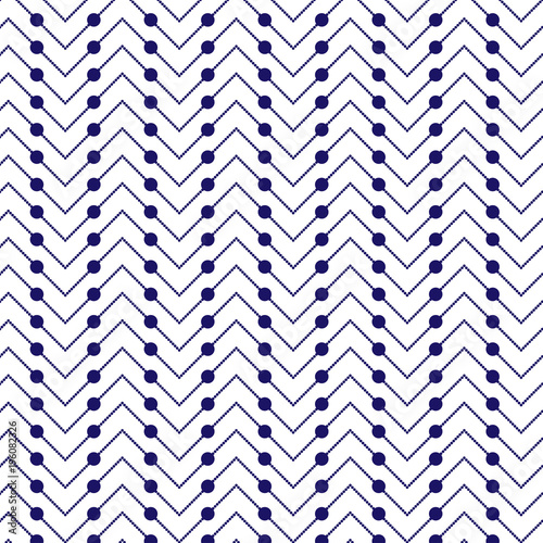 Polka Dot pattern. Geometric chevron Pattern. Small dot pattern. Casual stylish, textile texture. Dark blue lines from dots background. Vector AI10 photo