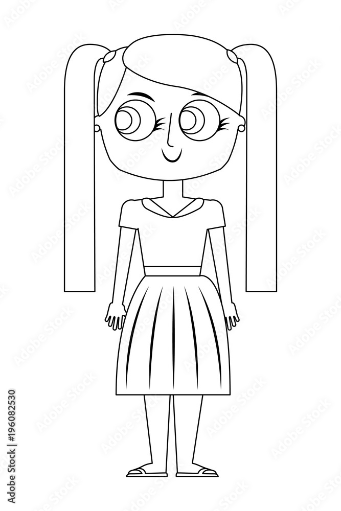 cartoon beauty cute girl daughter vector illustration thin line cartoon beauty cute girl daughter vector illustration thin line