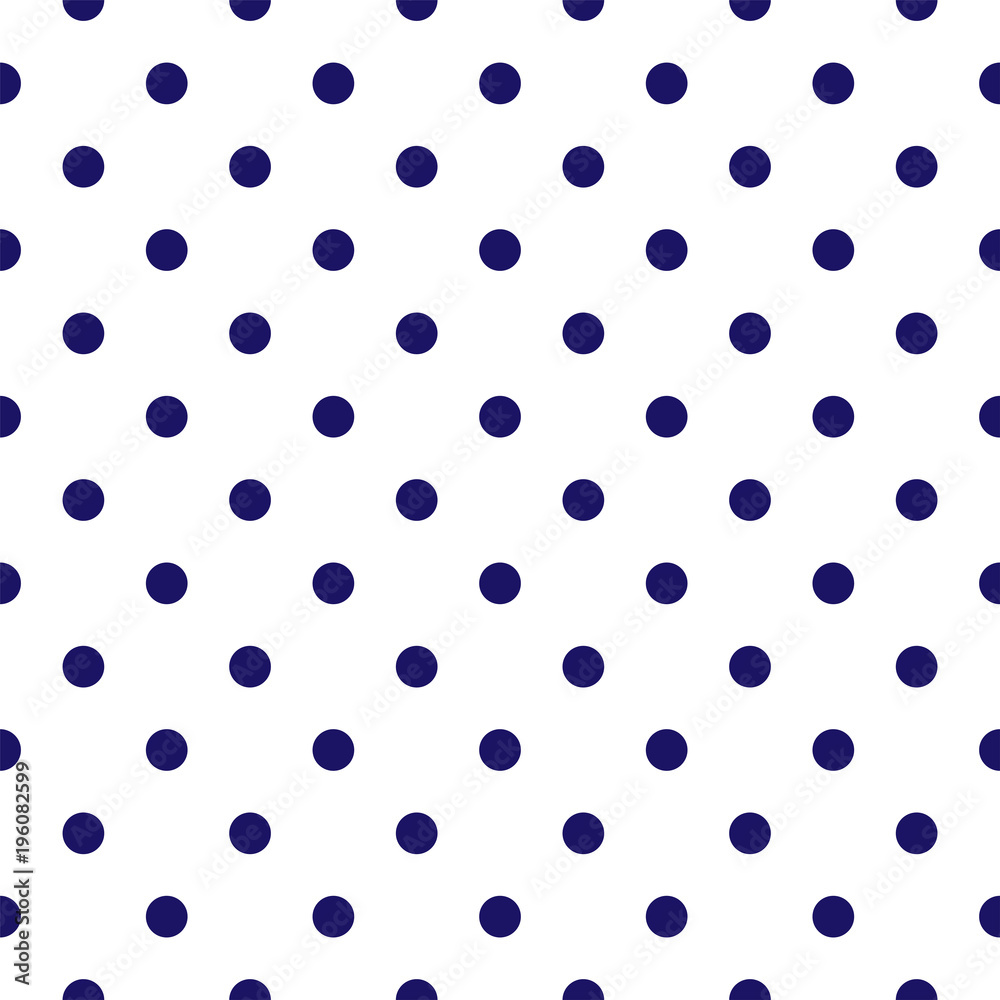 Polka Dot seamless pattern. Geometric circles Pattern. Blue dot fabric. Casual stylish, textile texture. Dark blue retro dots seamless background. Vector AI10