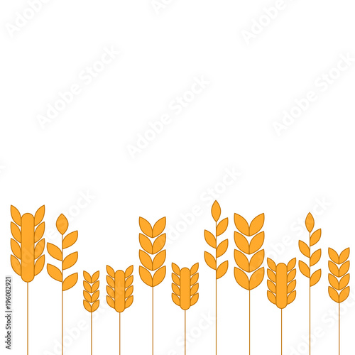Wheat grain seeds placed on white background. Illustration of agriculture symbol. EPS10 vector.
