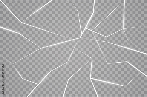 The surface texture is cracked on ice, isolated on a transparent background. Vector illustration. Broken glass