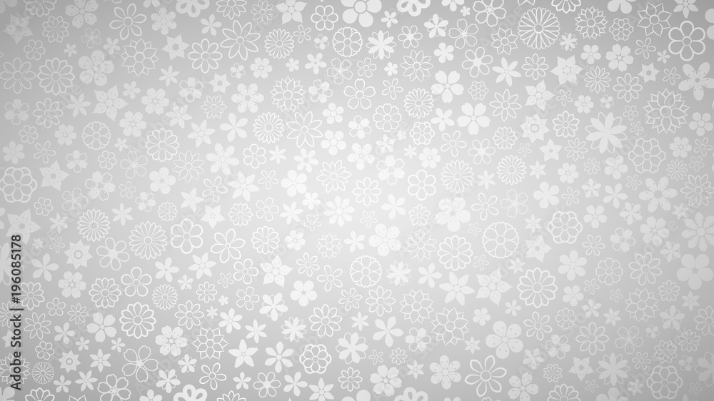 Background of various small flowers in gray colors
