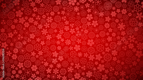 Background of various small flowers in red colors