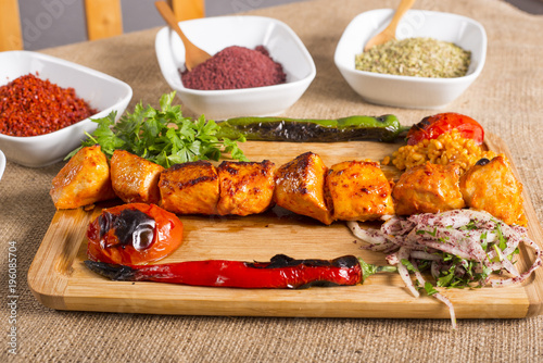 chicken turish kebab on wooden table
