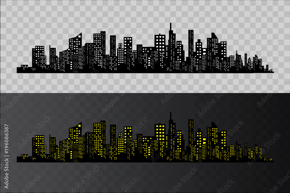 The silhouette of the city in a flat style. Modern urban landscape.vector illustration. - obrazy, fototapety, plakaty 
