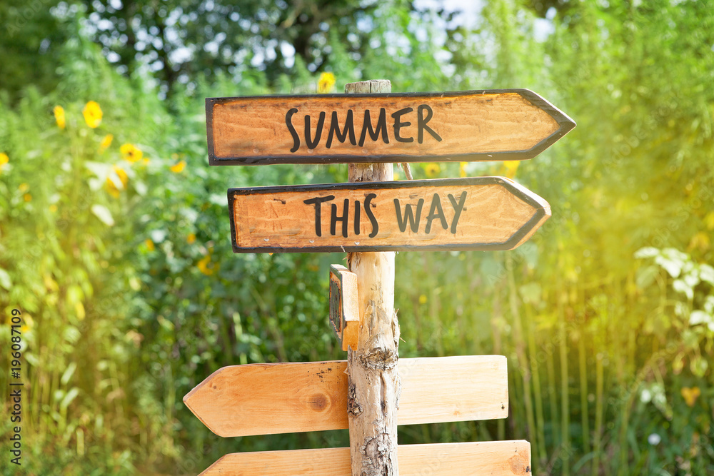 Wooden direction sign: Summer, This Way