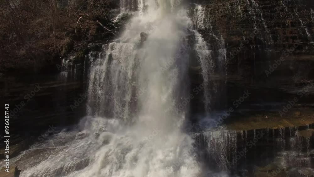 4k Aerial Winter Tennessee Waterfall Base to Crest 001 Close Boom Up 4k Aerial Winter Tennessee Waterfall Base to Crest 001 Close Boom Up