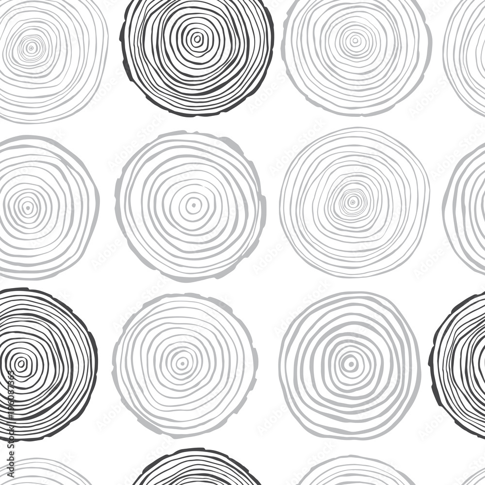 Vector seamless pattern with tree rings Vector seamless pattern with tree rings