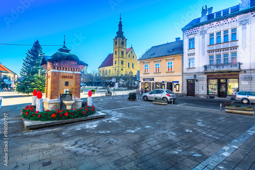 Old town baroque Samobor. / Scenic view at old historic town in Northern Croatia, Samobor baroque architecture.