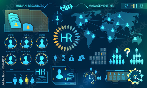 HUD Elements, Search Human Resources. Profile, Resume, Candidate, Analytics of Select Leader of Teamwork