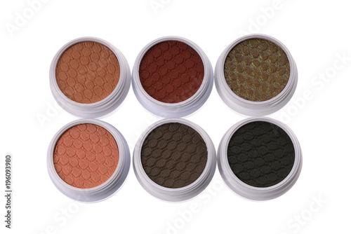 Top view of a set of colorful eye shadows
