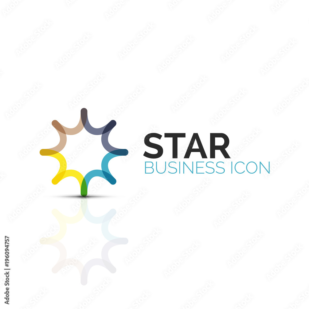 Obraz premium Abstract flower or star minimalistic linear icon, thin line geometric flat symbol for business icon design, abstract button or emblem