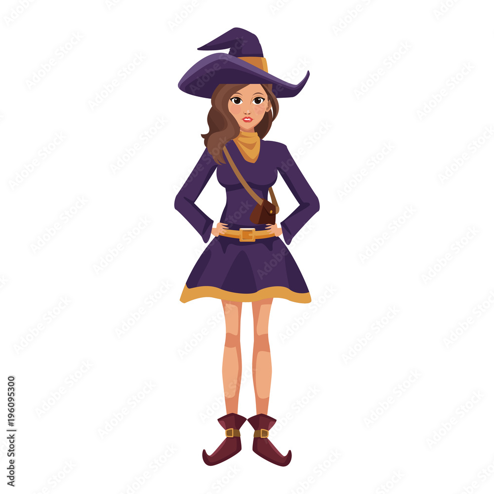Woman with witch costume cartoon vector illustration graphic design Woman with witch costume cartoon vector illustration graphic design