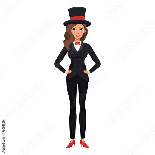 Woman magician costume cartoon vector illustration graphic design