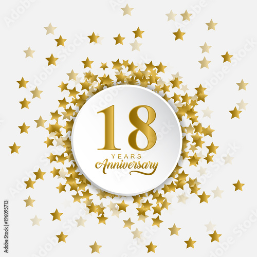 Happy 18 years anniversary with fly out gold stars