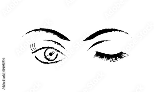 grunge woman stinging eye with eyebrows and eyelashes