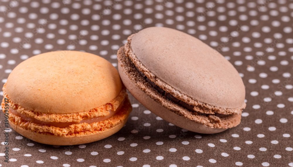 French delicious dessert macaroons on table French delicious dessert macaroons on table