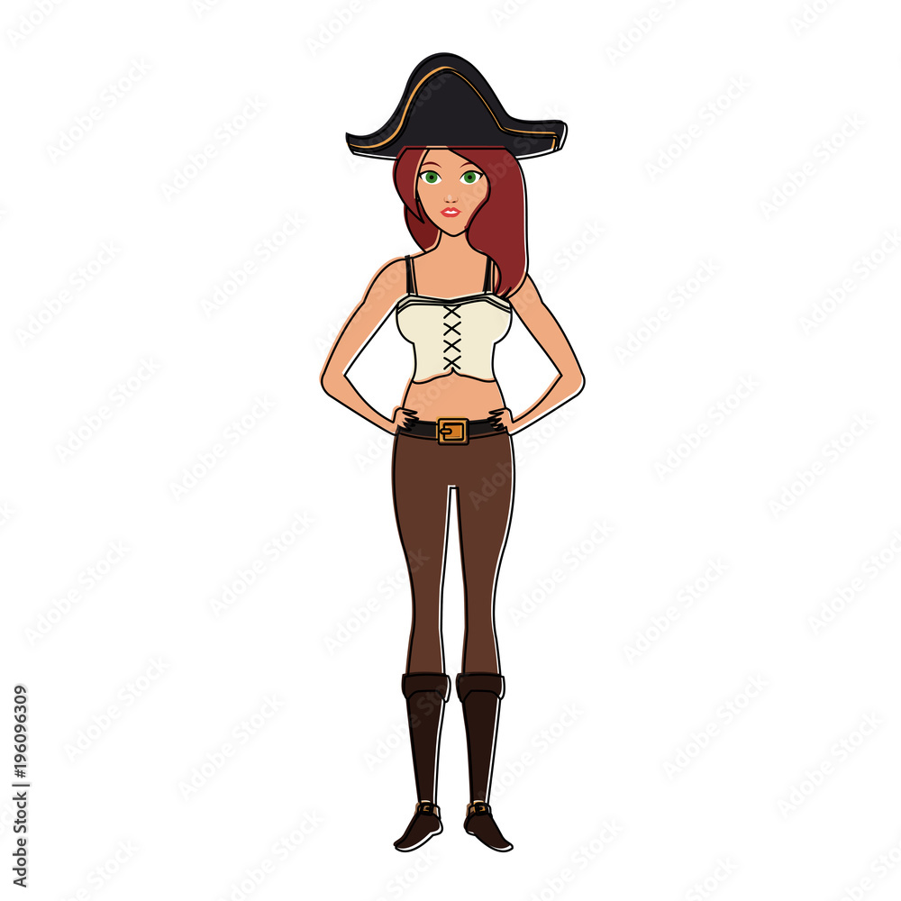 Woman pirate costume vector illustration graphic design Woman pirate costume vector illustration graphic design