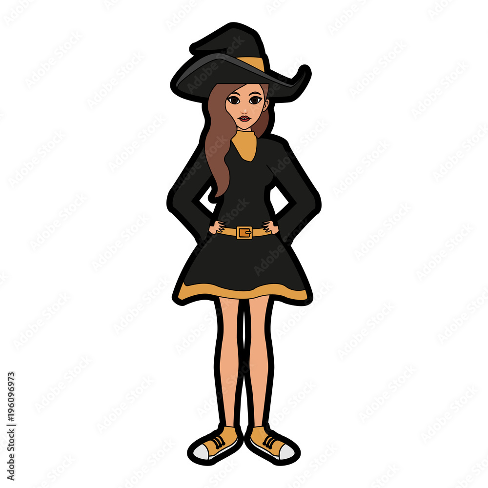 Woman with witch costume cartoon vector illustration graphic design Woman with witch costume cartoon vector illustration graphic design