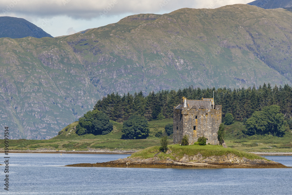 Appin, Scotland / United Kingdom - Jul 12 2017: Stalker Castle. Appin, Scotland / United Kingdom - Jul 12 2017: Stalker Castle.