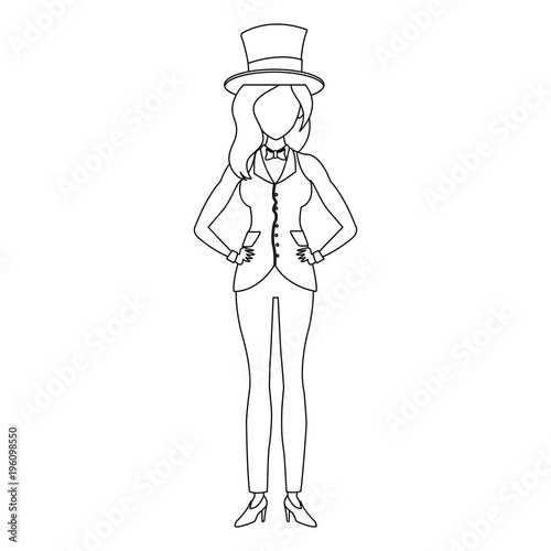 Woman magician costume cartoon vector illustration graphic design