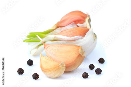 Garlic with slice and spices black pepper