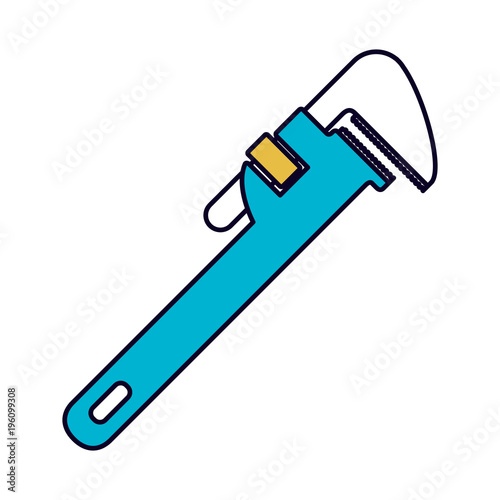 color sections silhouette of pipe wrench vector illustration