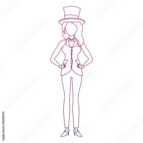 Woman magician costume cartoon vector illustration graphic design