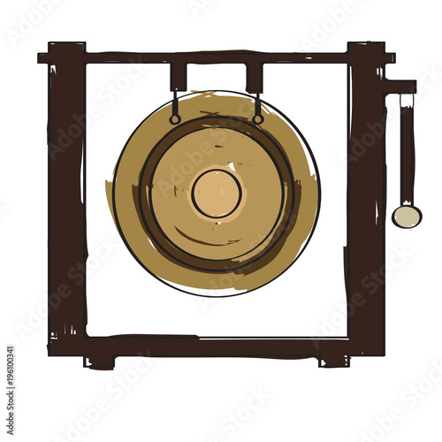 Isolated gong icon. Musical instrument