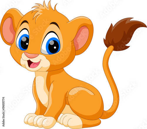 Fototapeta Naklejka Na Ścianę i Meble -  Cute baby lion cartoon